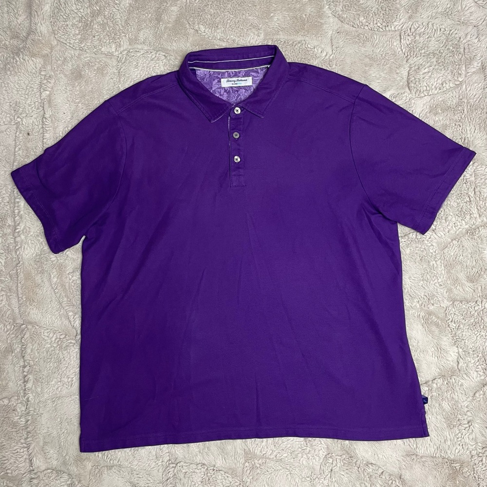 Tommy Bahama IslandZone Mens XXL Purple Pique Polo Shirt Short Sleeve Marlin - Picture 4 of 11